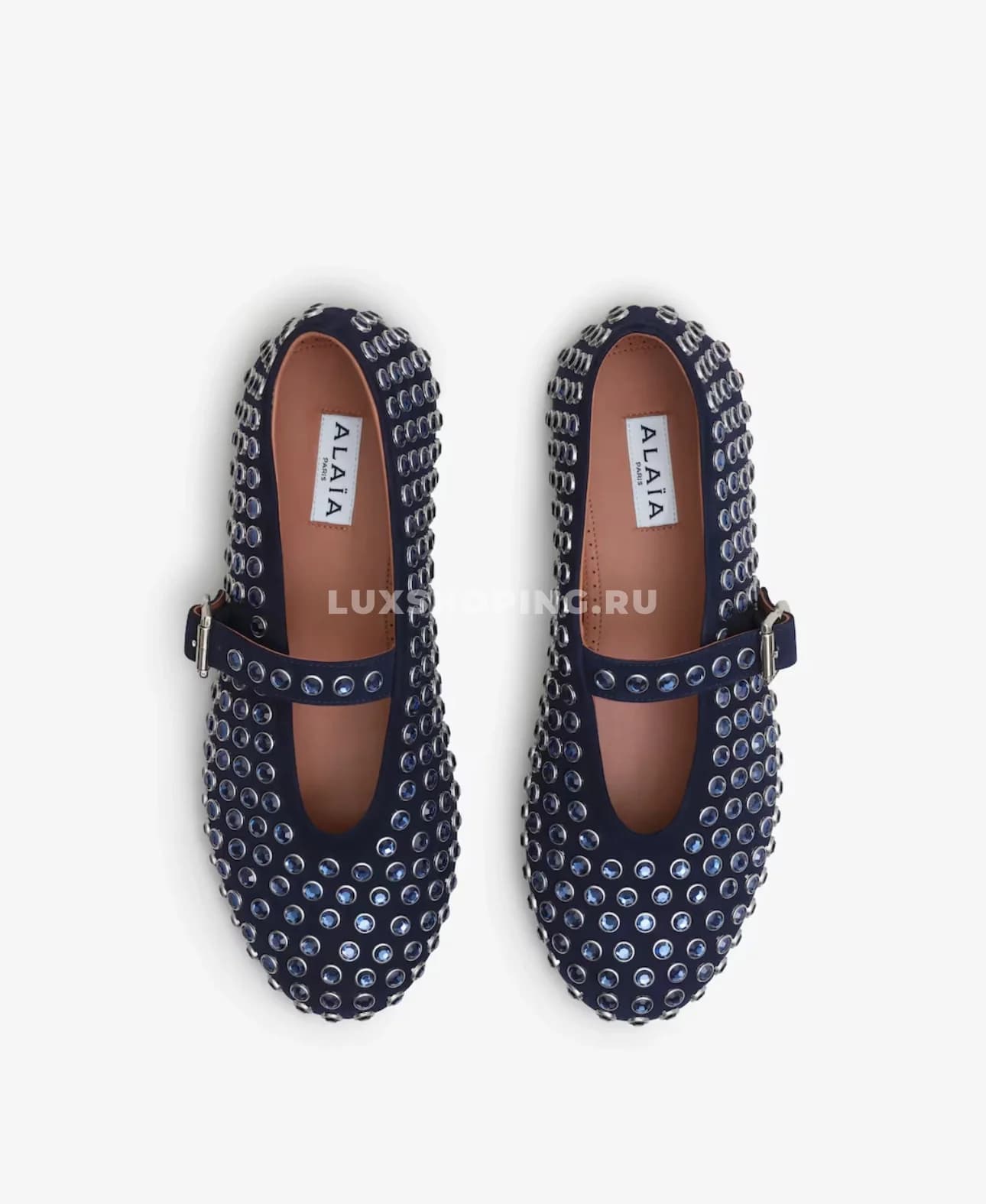 Балетки ALAÏA Crystal-Embellished синие