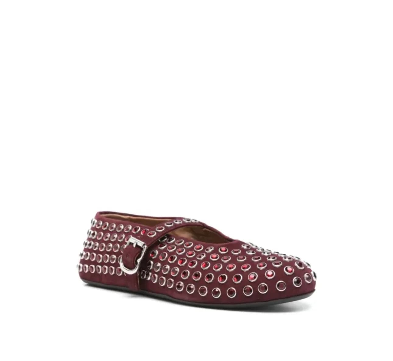Балетки ALAÏA Crystal-Embellished бордовые