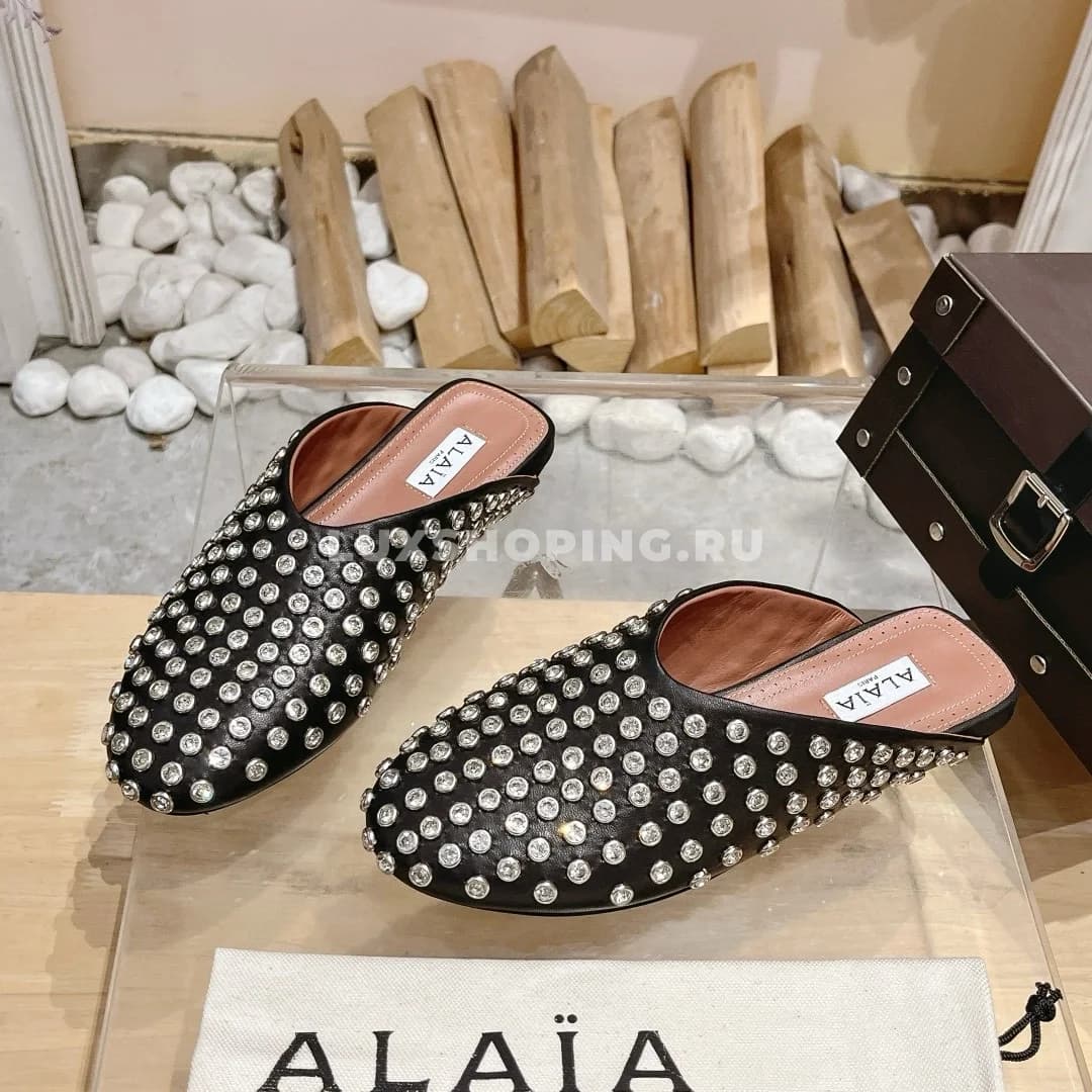 Мюли ALAÏA Crystal-Embellished черные - фото 3