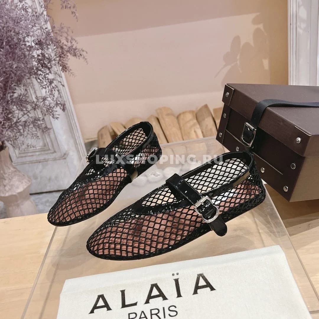 Балетки ALAÏA сетчатые черные - фото 4