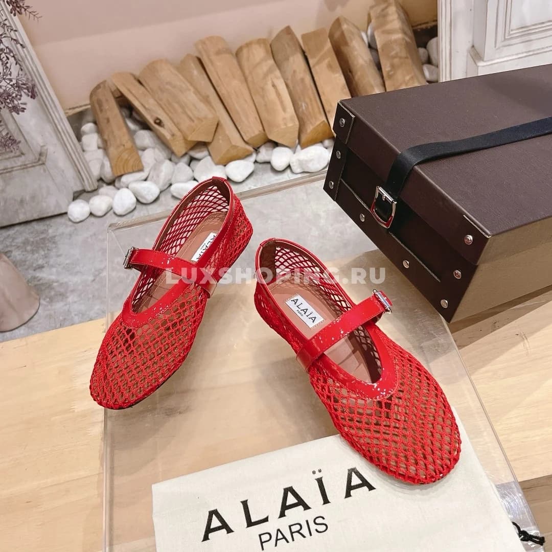 Балетки ALAÏA сетчатые красные - фото 3