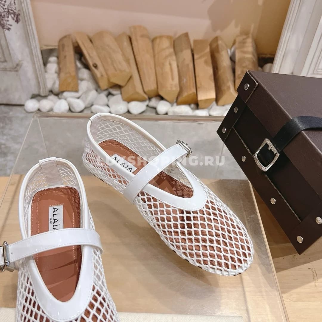 Балетки ALAÏA сетчатые белые - фото 6