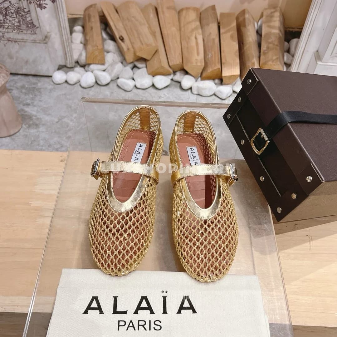 Балетки ALAÏA сетчатые золото - фото 2