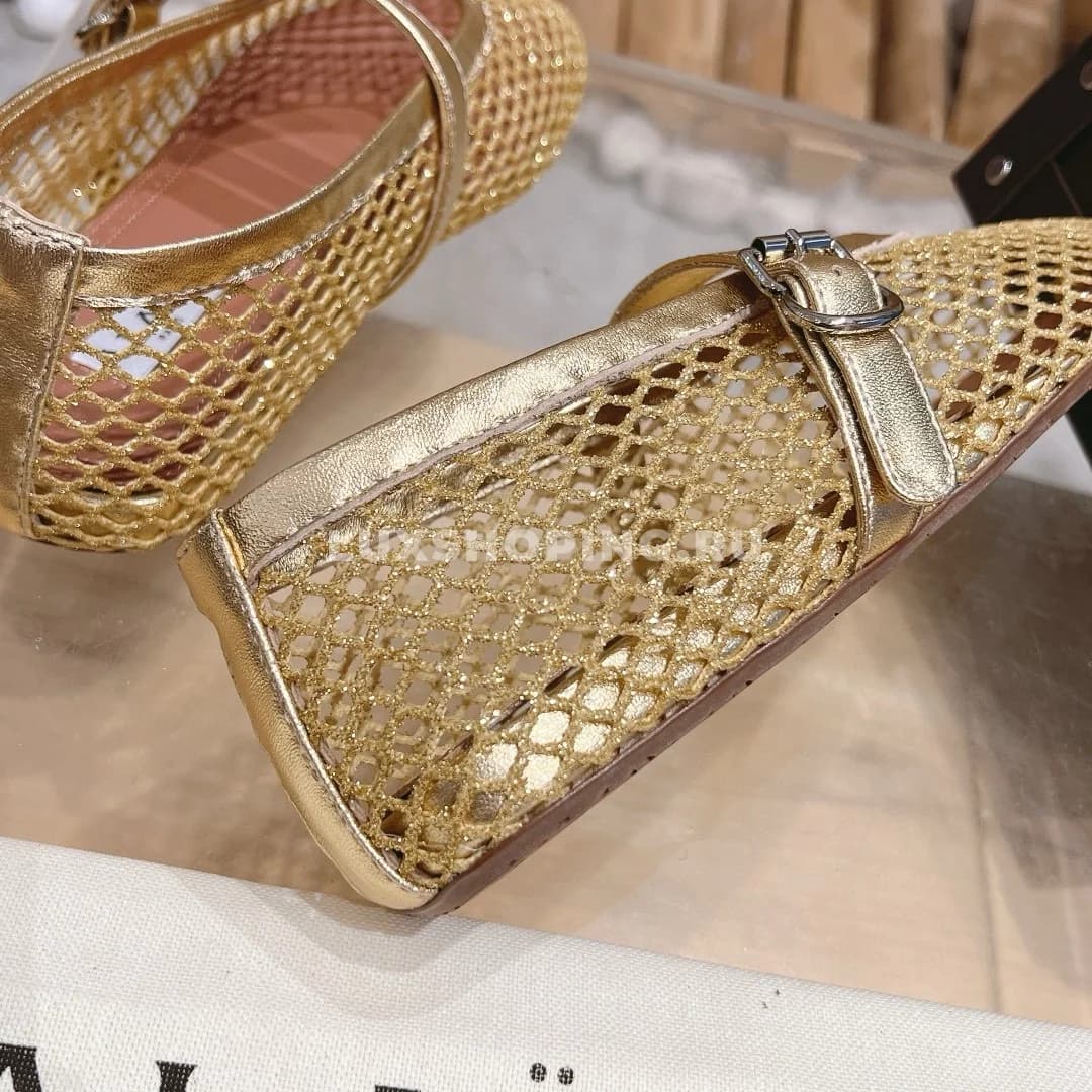 Балетки ALAÏA сетчатые золото - фото 9