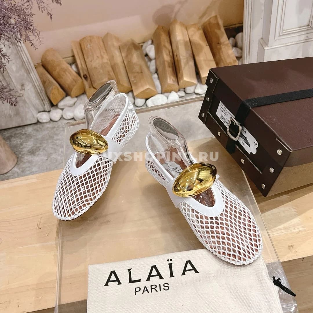 Балетки ALAÏA сетчатые White Gold - фото 3