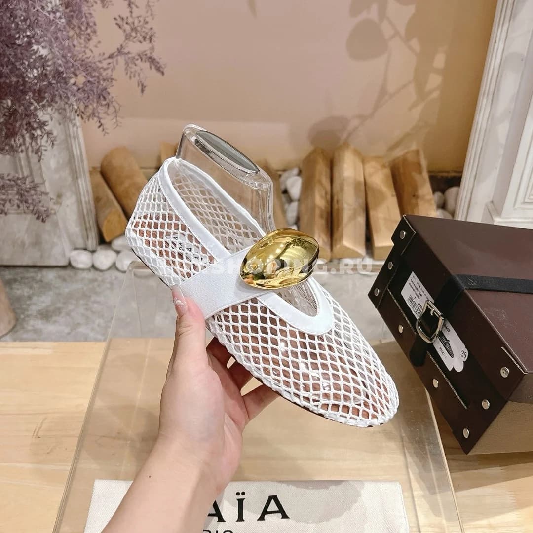 Балетки ALAÏA сетчатые White Gold - фото 7