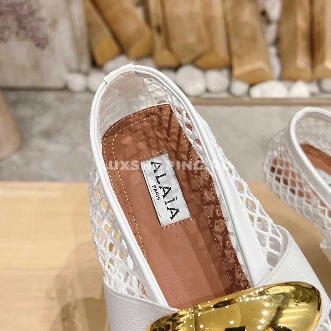 Балетки ALAÏA сетчатые White Gold - фото 8