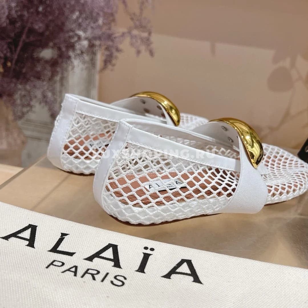 Балетки ALAÏA сетчатые White Gold - фото 9