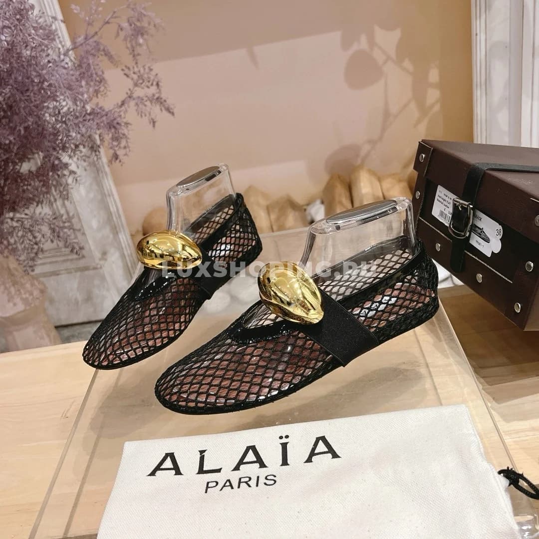 Балетки ALAÏA сетчатые Black Gold - фото 10