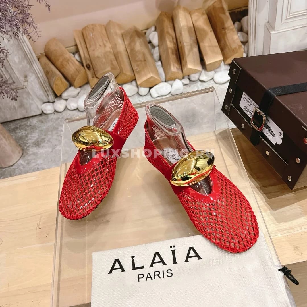 Балетки ALAÏA сетчатые Red Gold - фото 3