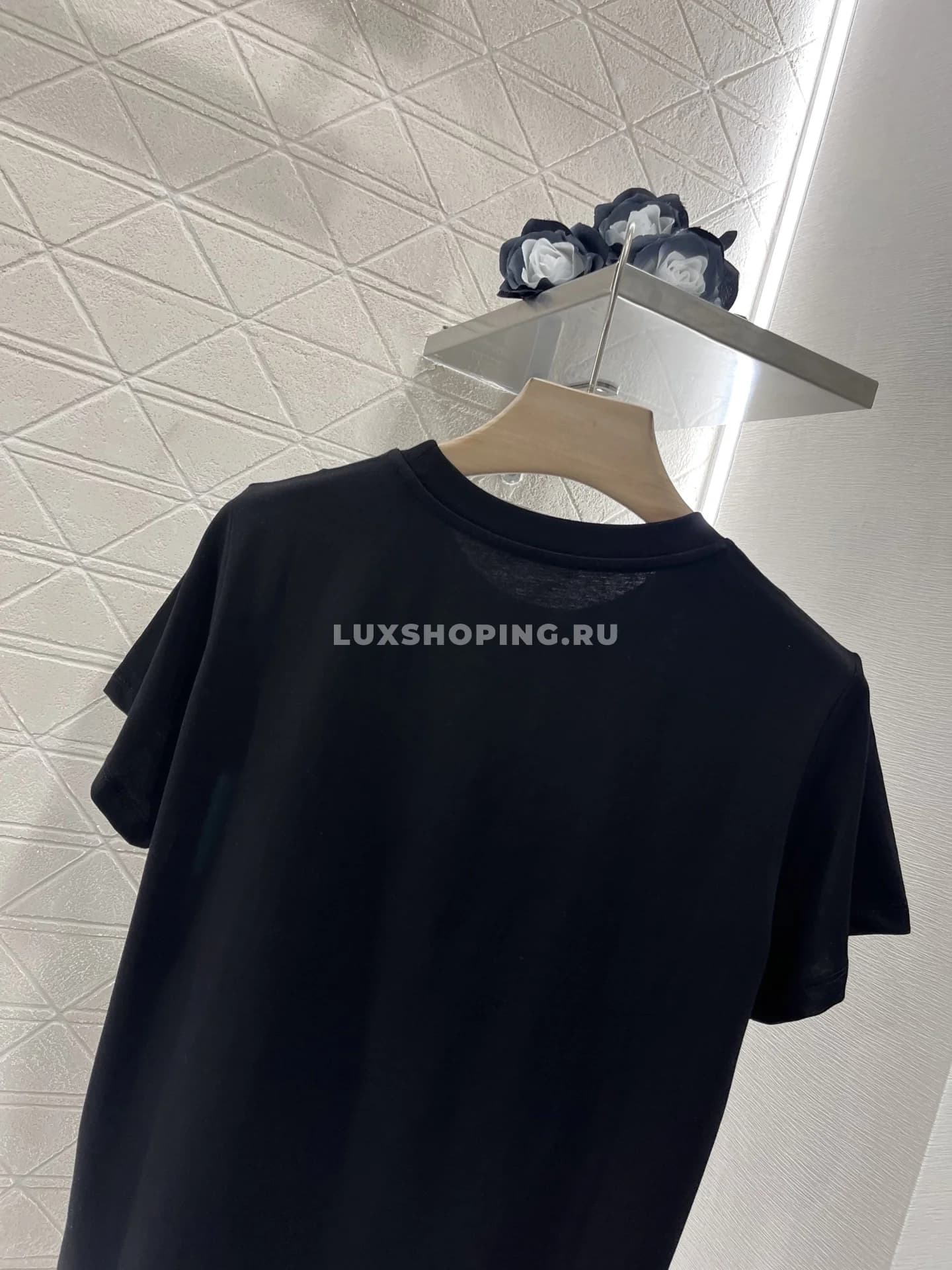 Футболка Dior со стразами, черная - фото 2