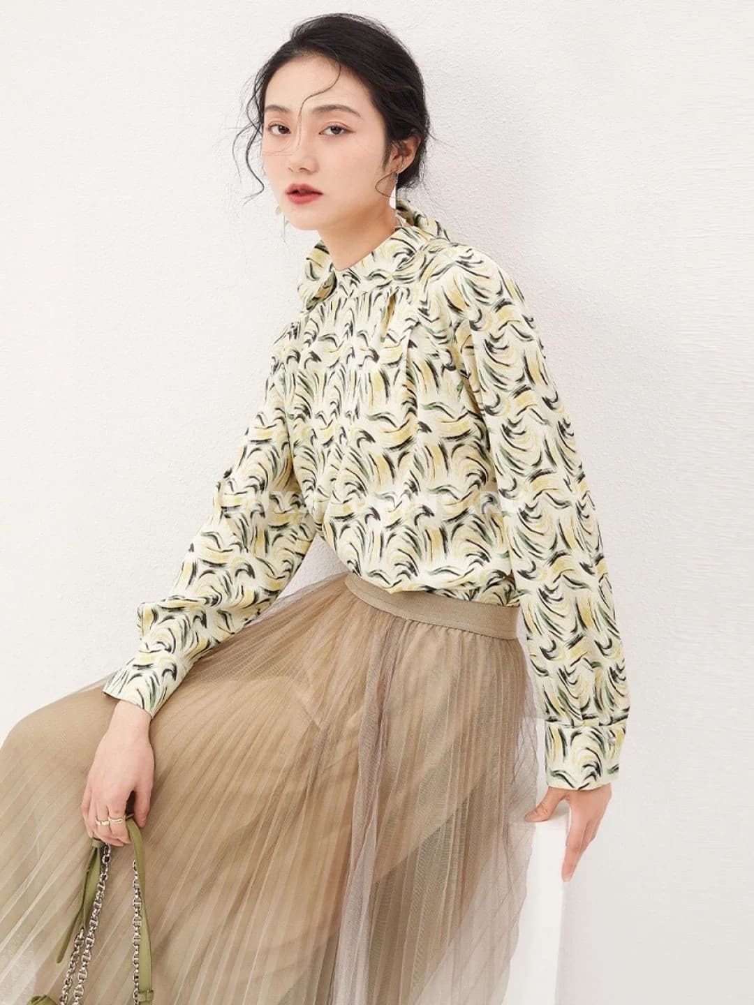 Chloe Блуза с длинными рукавами и принтом в ленточном стиле