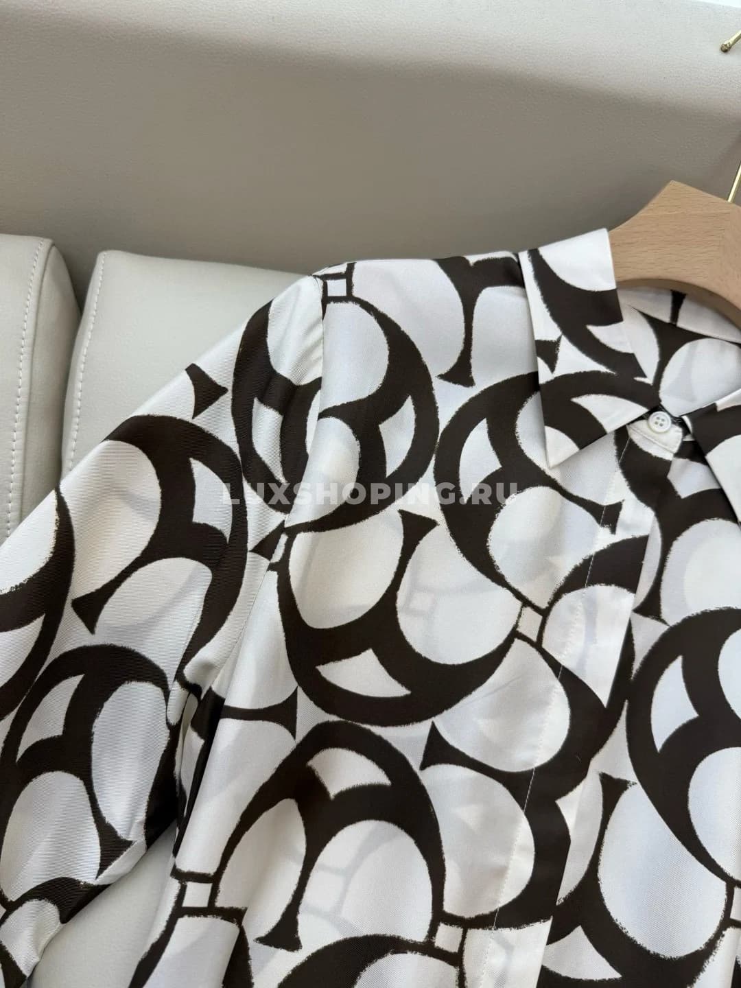 Max Mara шелковое платье с длинными рукавами и геометрическим принтом - фото 6