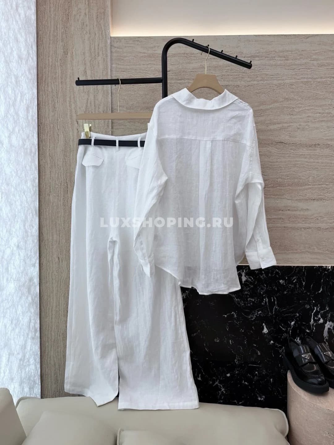 Zimmermann льняной костюм с длинными рукавами и широкими брюками белый - фото 2