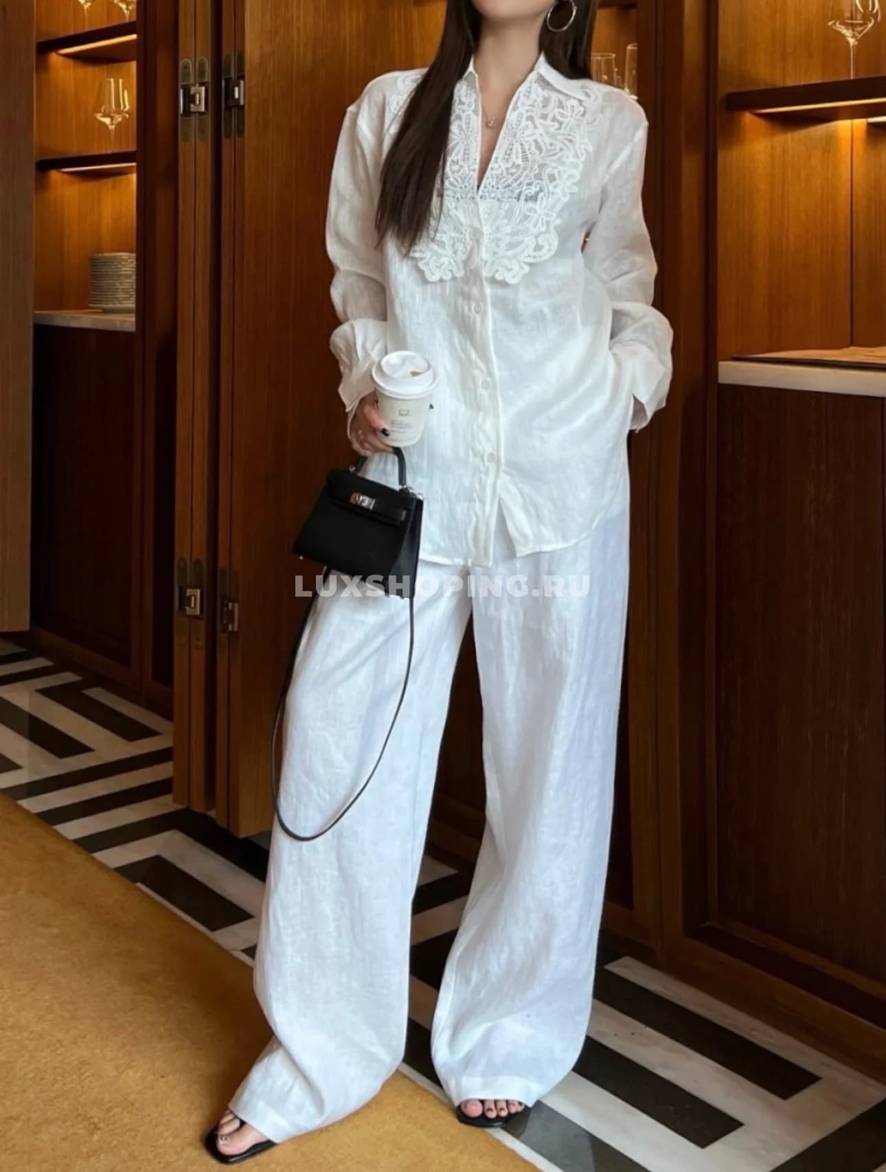 Zimmermann льняной костюм с длинными рукавами и широкими брюками белый - фото 10
