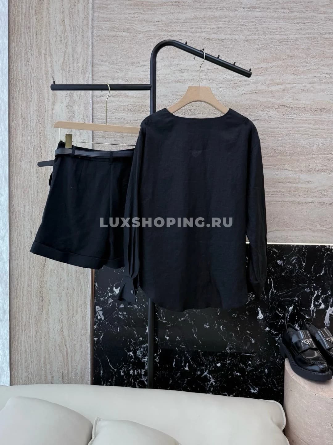 Zimmermann льняной костюм с шортами черный - фото 2