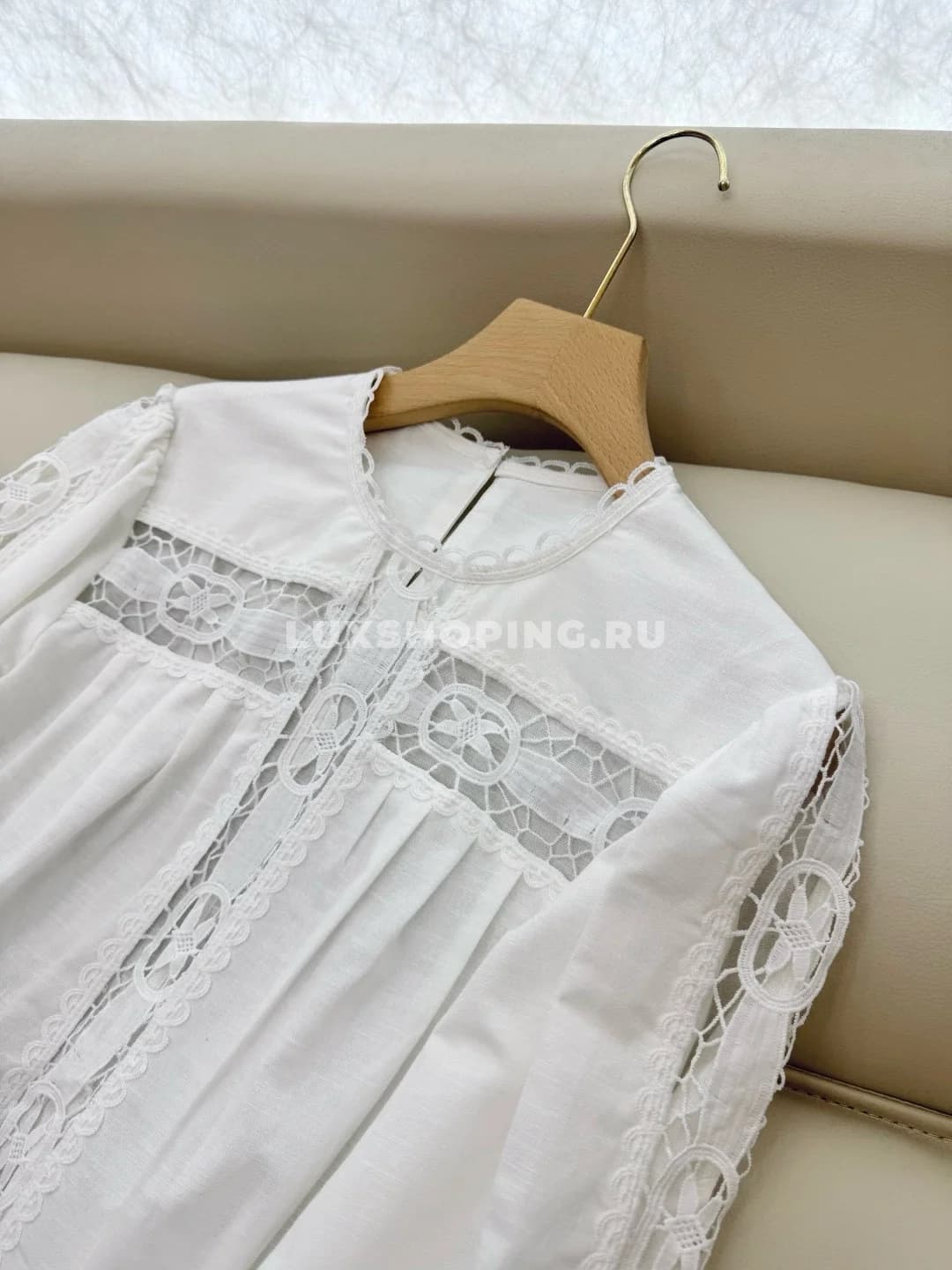 Zimmermann льняной кружевной костюм  с юбкой белый - фото 6