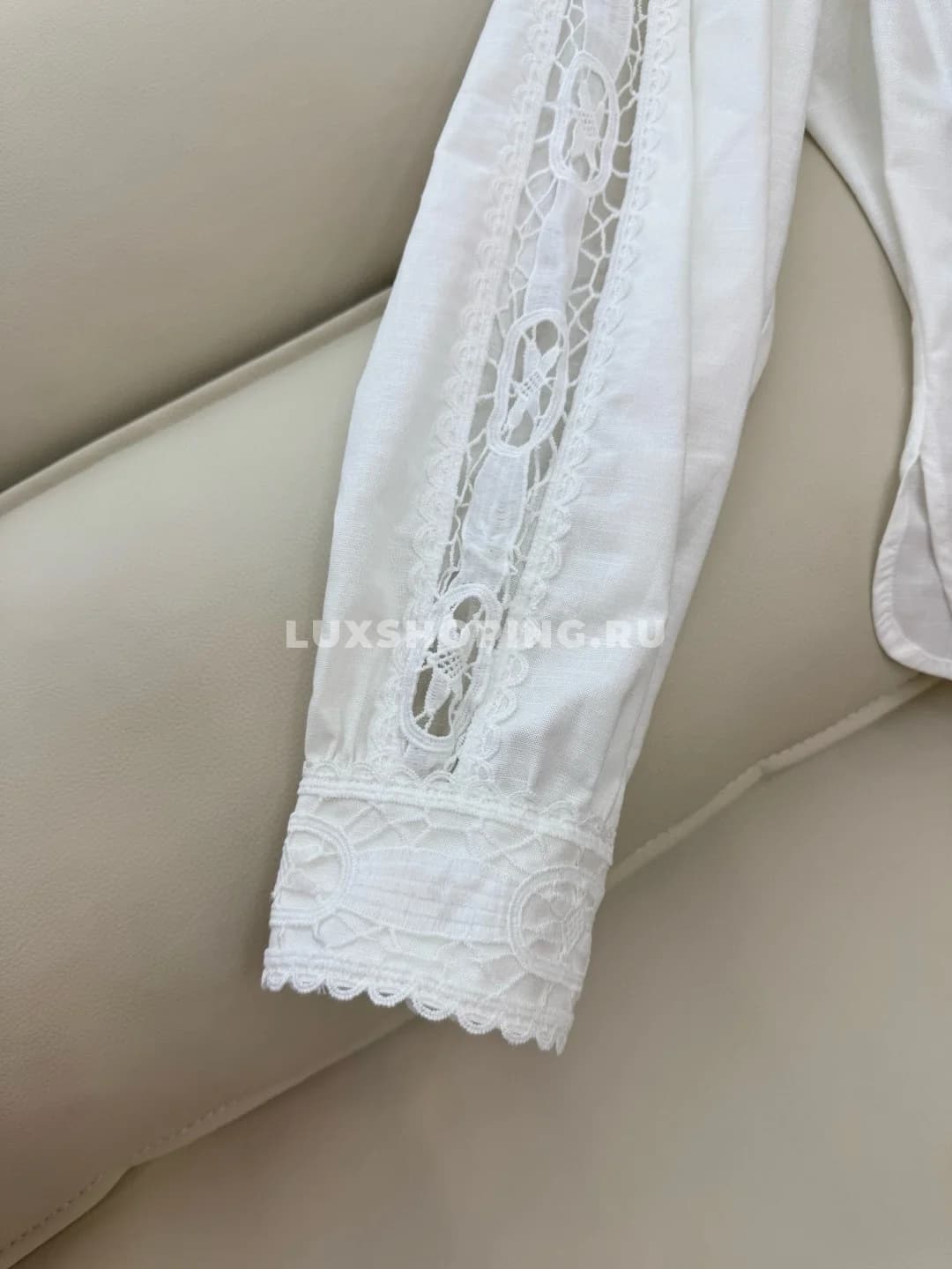 Zimmermann льняной кружевной костюм  с юбкой белый - фото 7