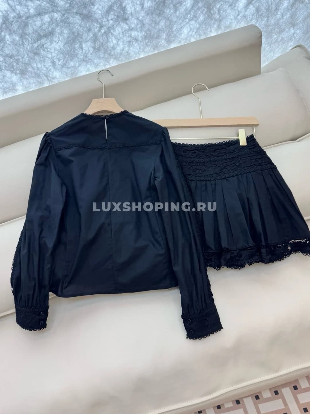 Zimmermann льняной кружевной костюм  с юбкой черный - фото 5