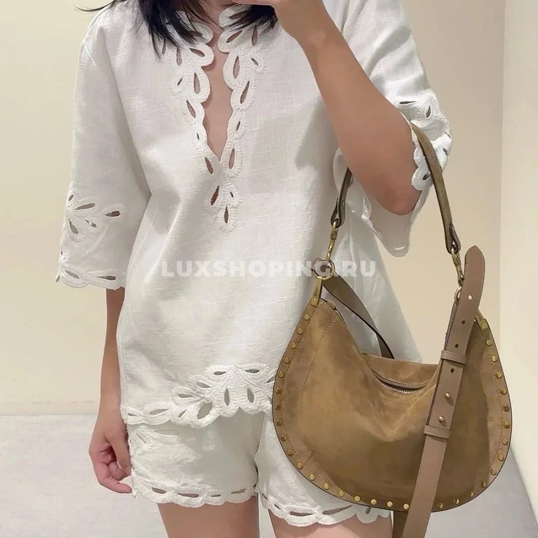 Zimmermann льняной кружевной костюм с шертами белый - фото 2