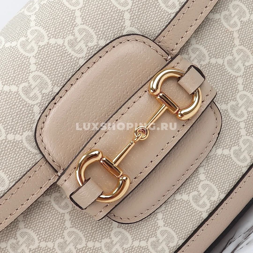 Gucci Horsebit Маленькая Сумка через плечо бежевая - фото 4