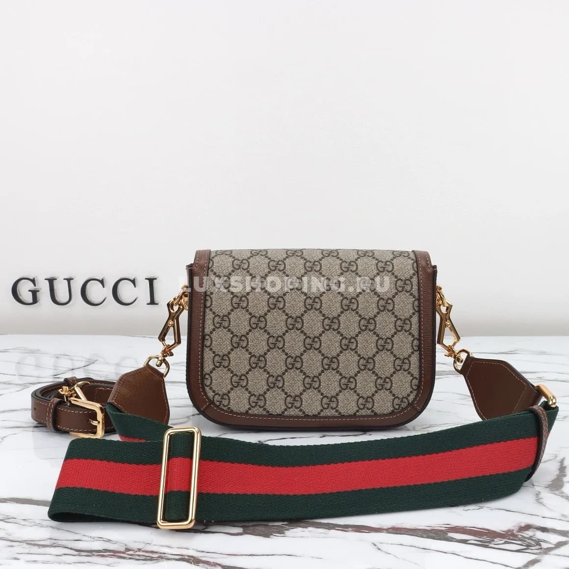 Gucci Horsebit Маленькая Сумка через плечо канва - фото 3