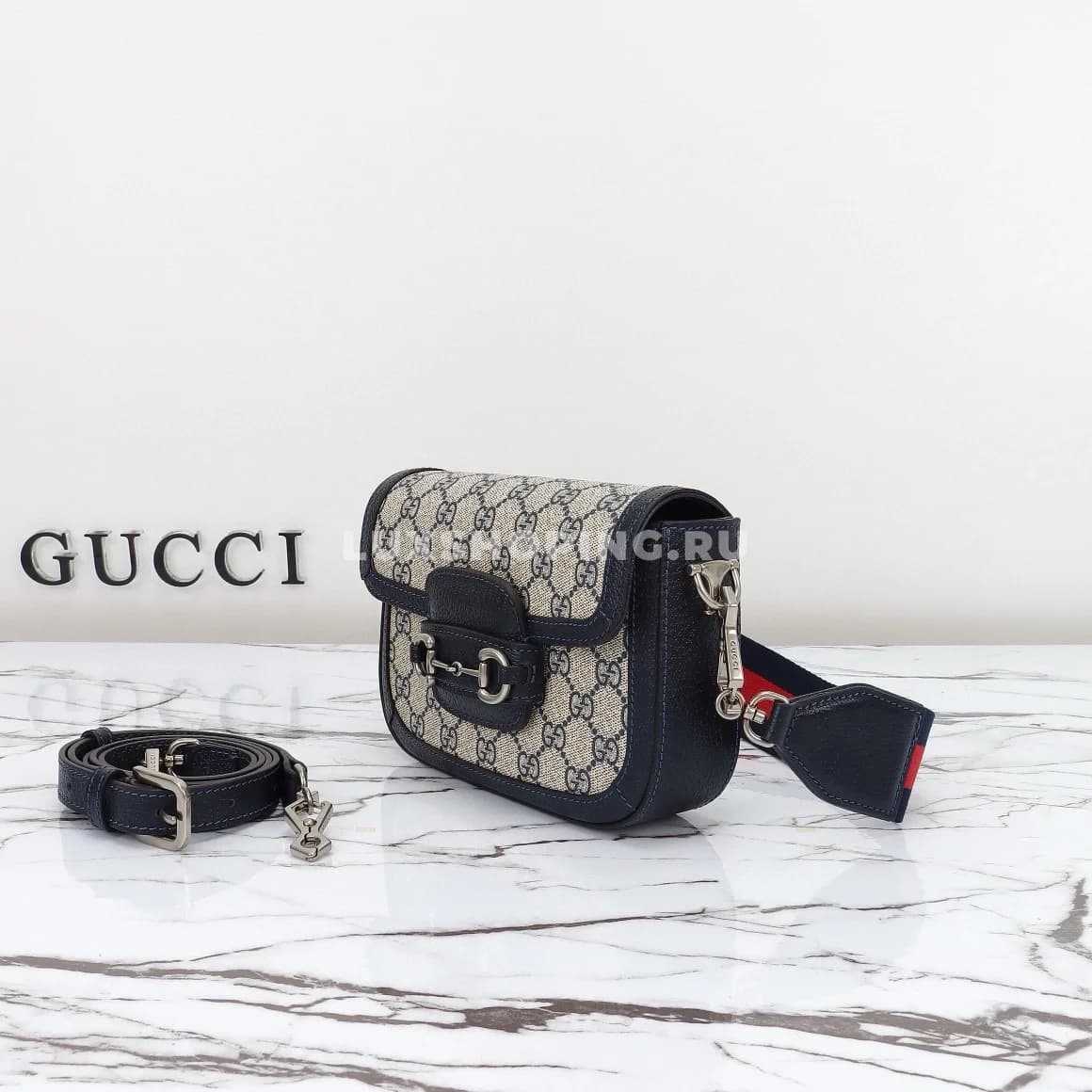 Gucci Horsebit Маленькая Сумка через плечо канва/black - фото 2