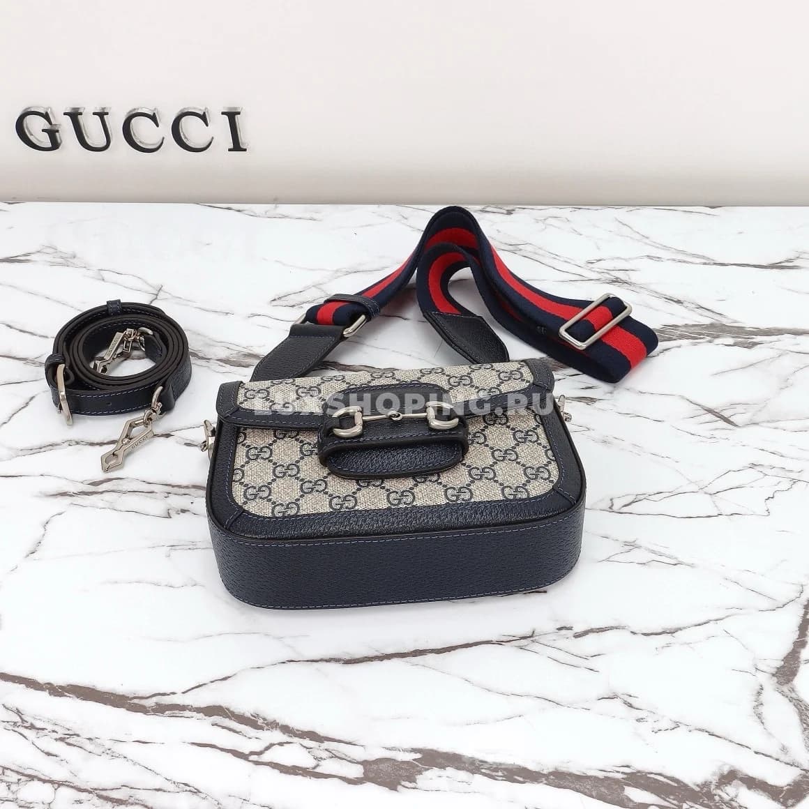 Gucci Horsebit Маленькая Сумка через плечо канва/black - фото 7