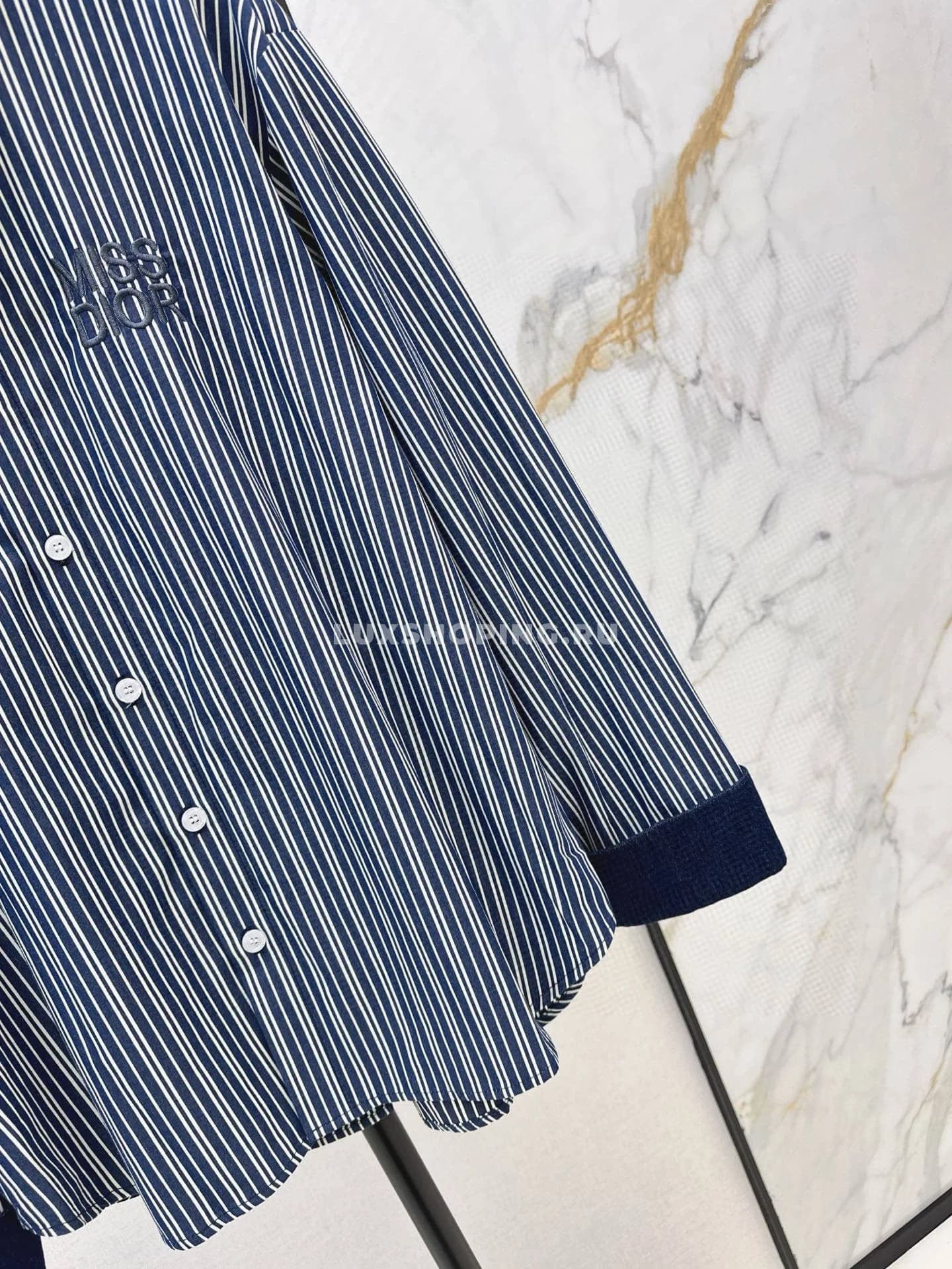 Dior классическая рубашка в полоску синяя - фото 8
