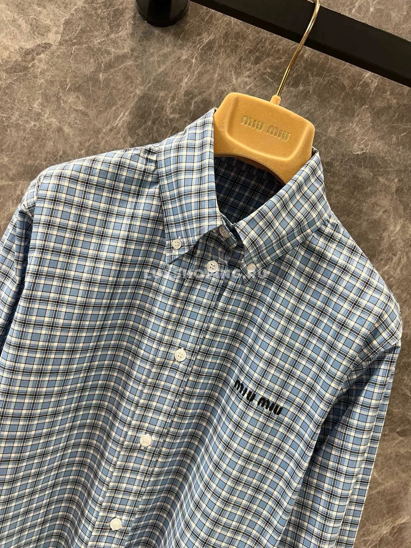 Miu Miu классическая рубашка в клетку - фото 4