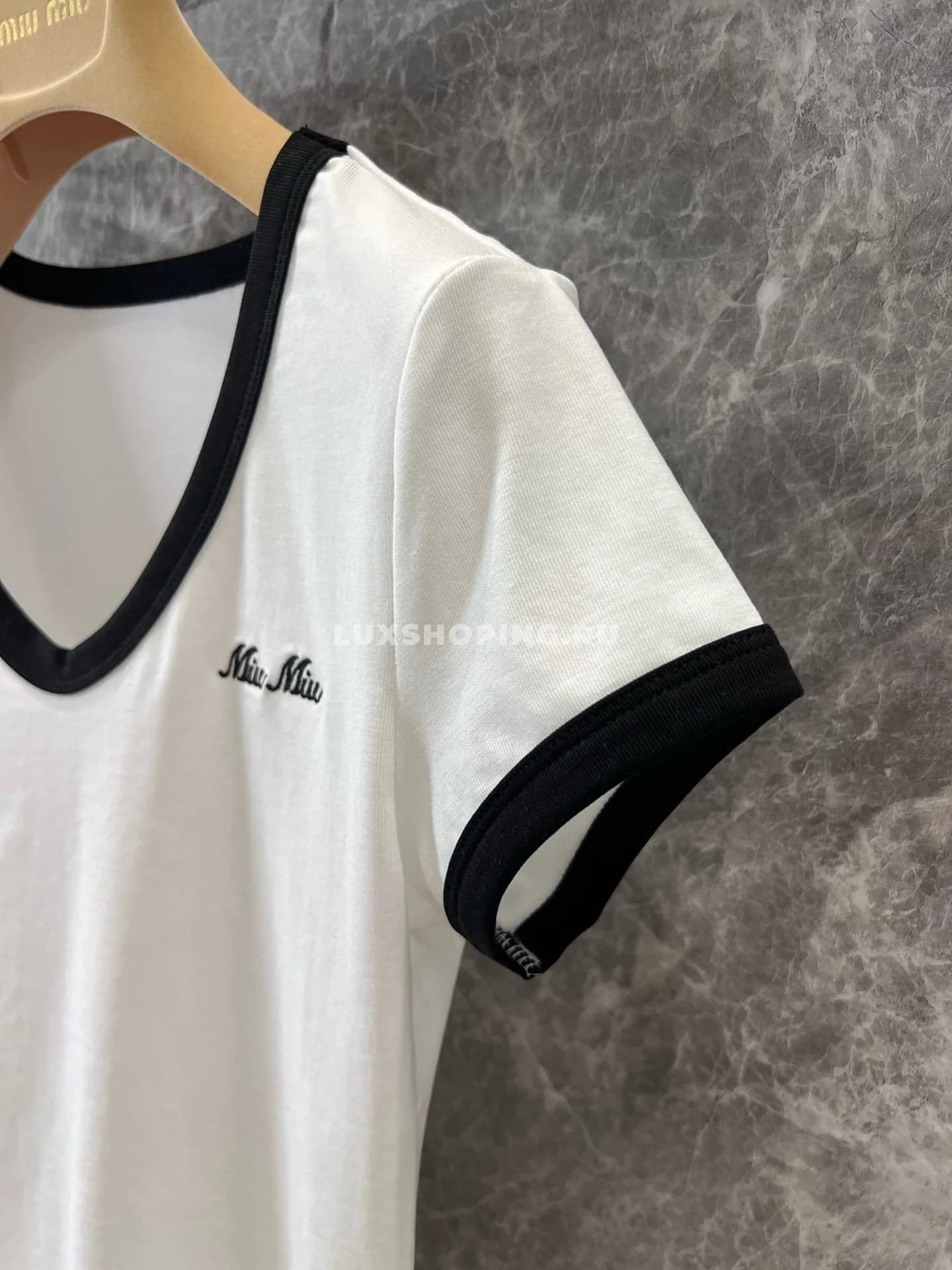 Miu Miu хлопковая футболка с круглым вырезом Белая - фото 6