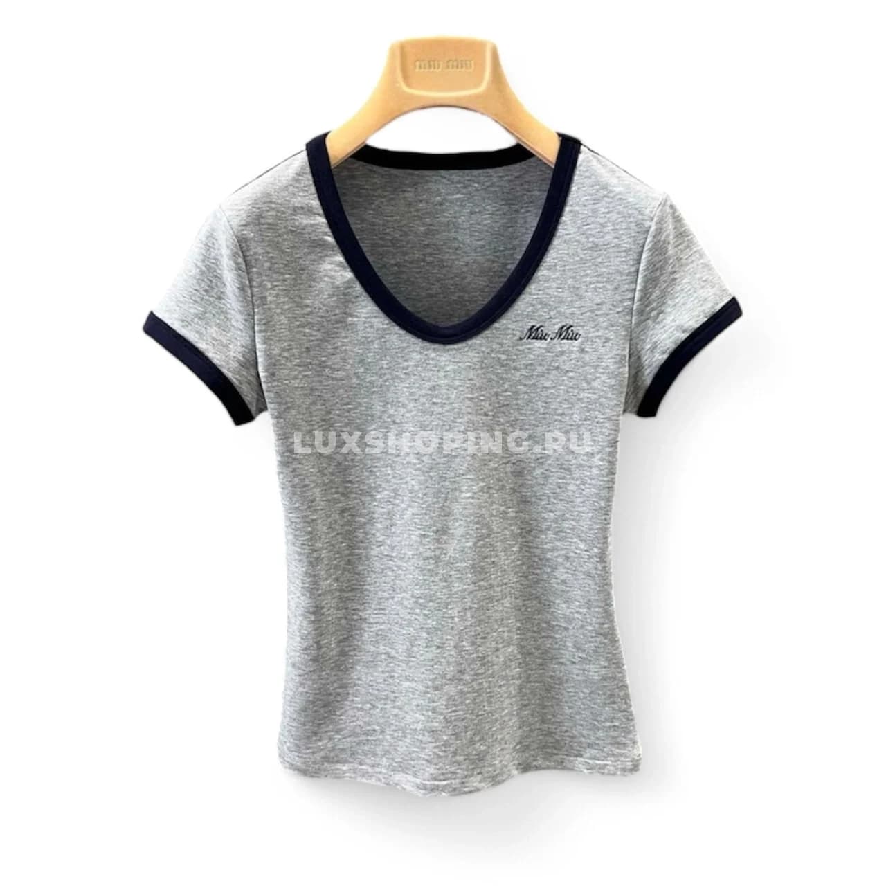 Miu Miu хлопковая футболка с круглым вырезом С