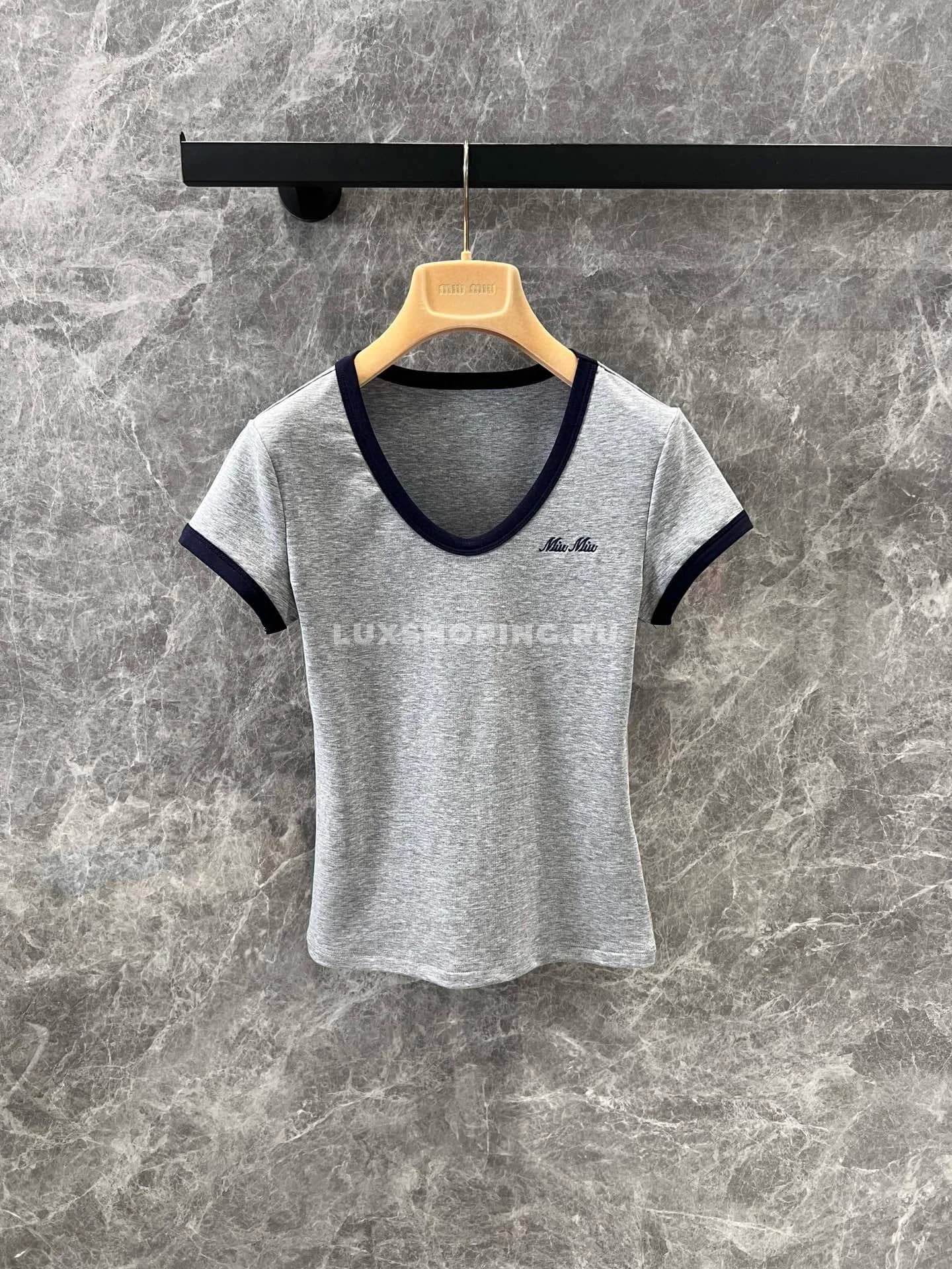 Miu Miu хлопковая футболка с круглым вырезом С - фото 2