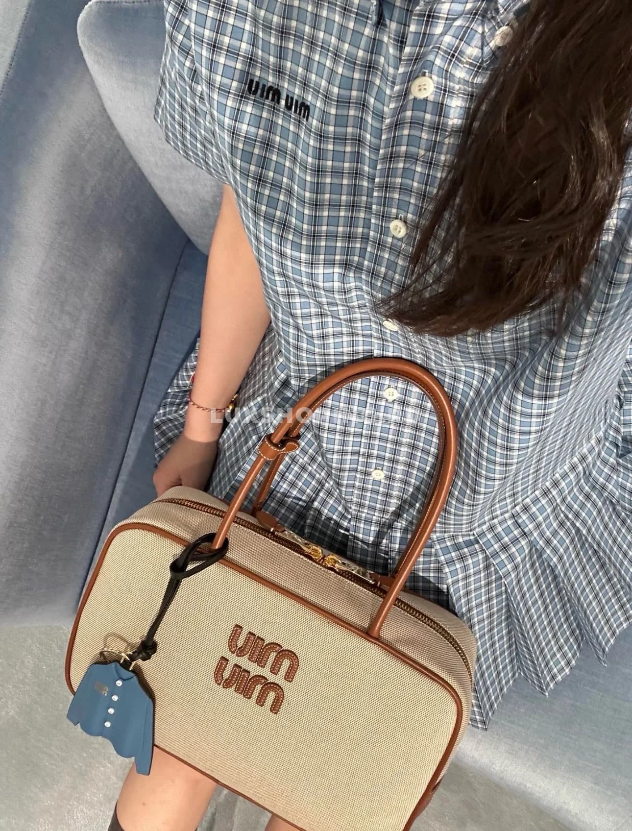 Miu Miu Платье-рубашка в клетку - фото 10