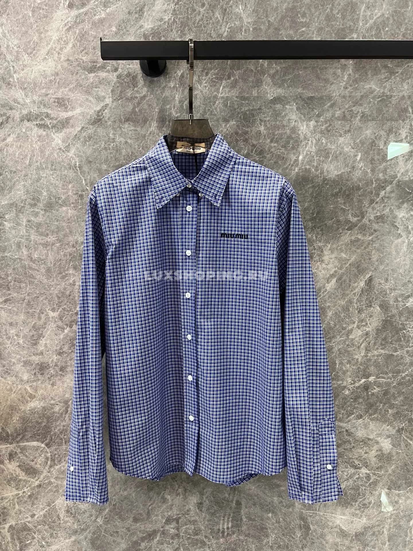 Miu Miu классическая рубашка в мелкую клетку - фото 3