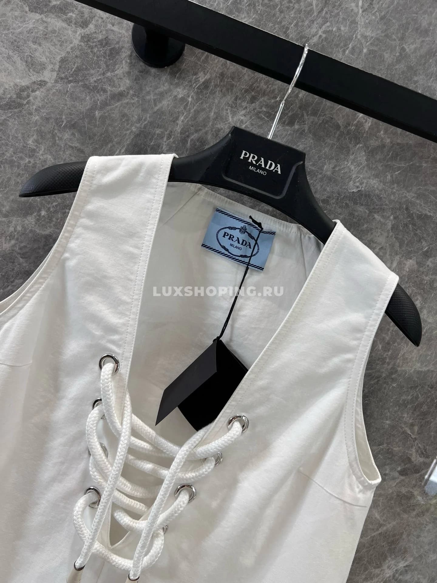 Prada хлопковая безрукавка со шнуровкой - фото 3