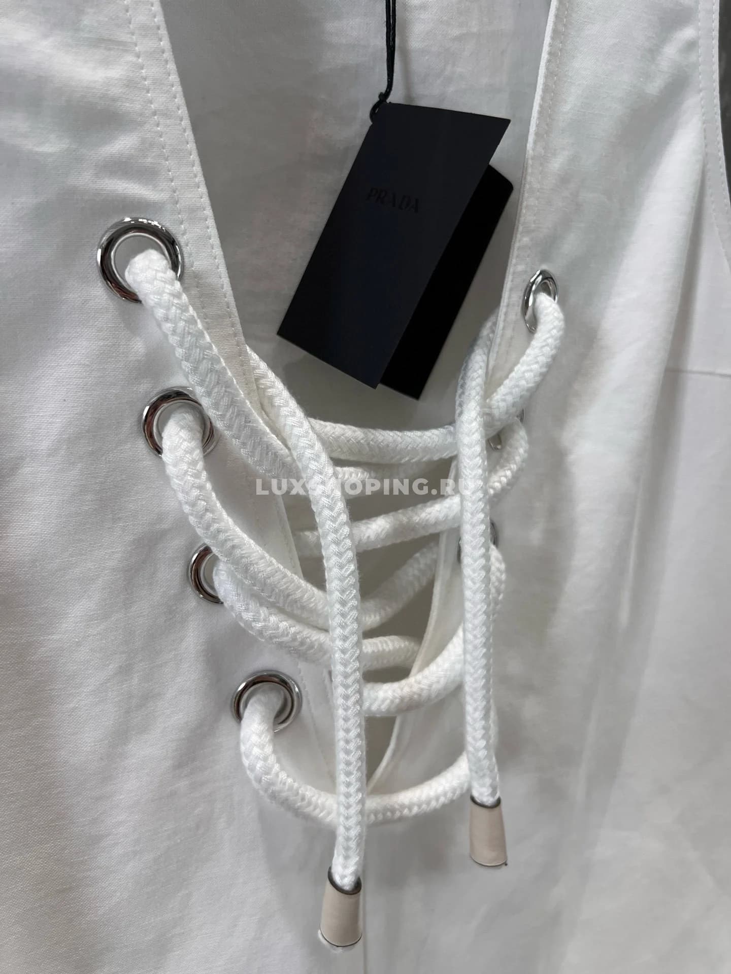 Prada хлопковая безрукавка со шнуровкой - фото 5
