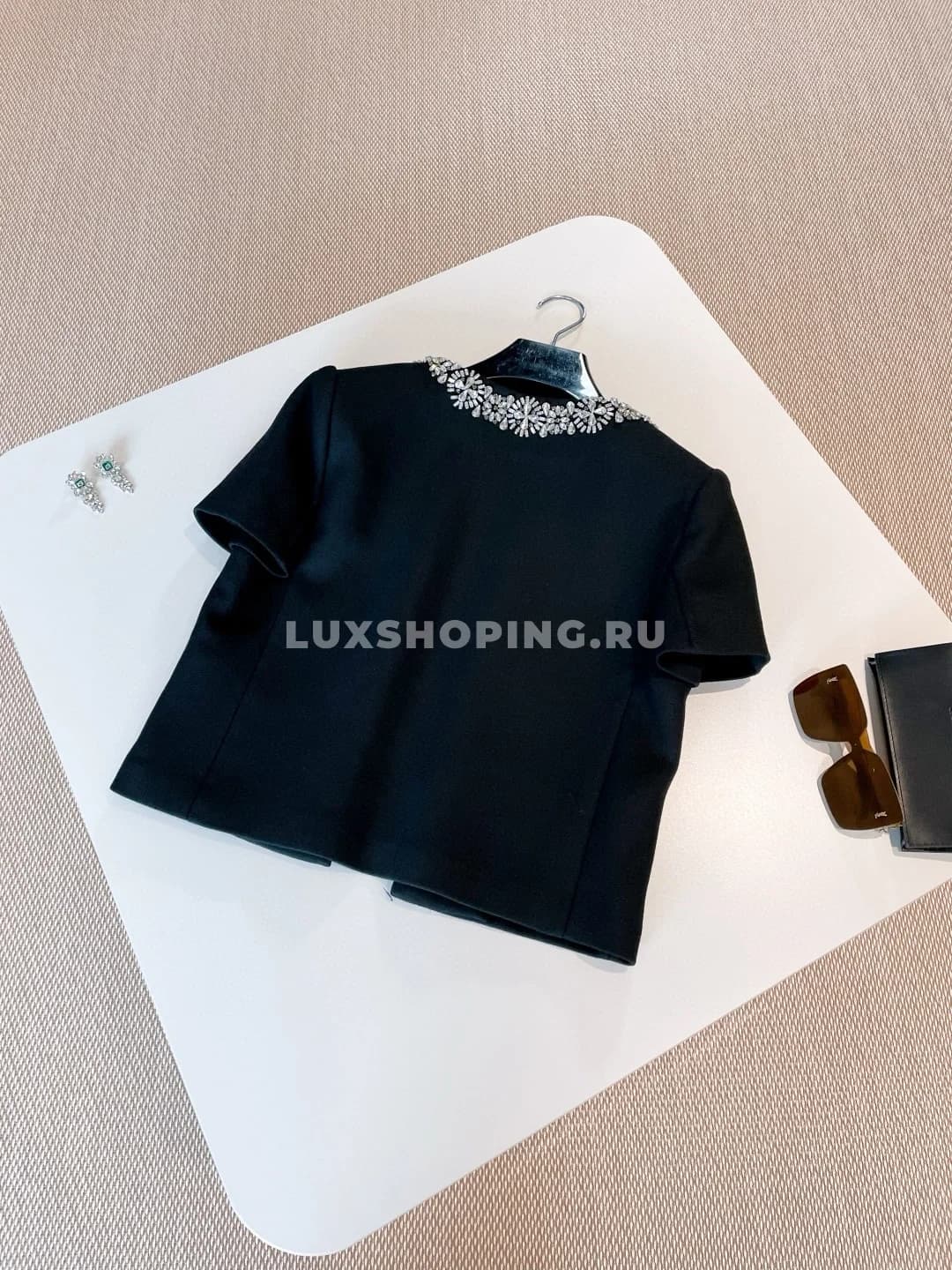 CELINE Черно-белый твидовый костюм с кристаллами - фото 6