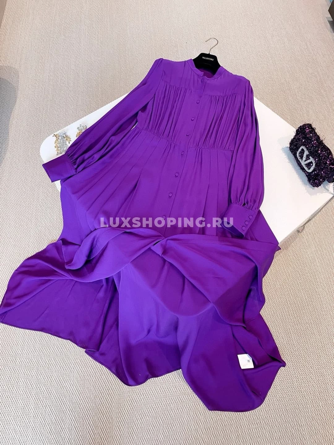 VALENTINO Фиолетовое платье с пышными рукавами - фото 5