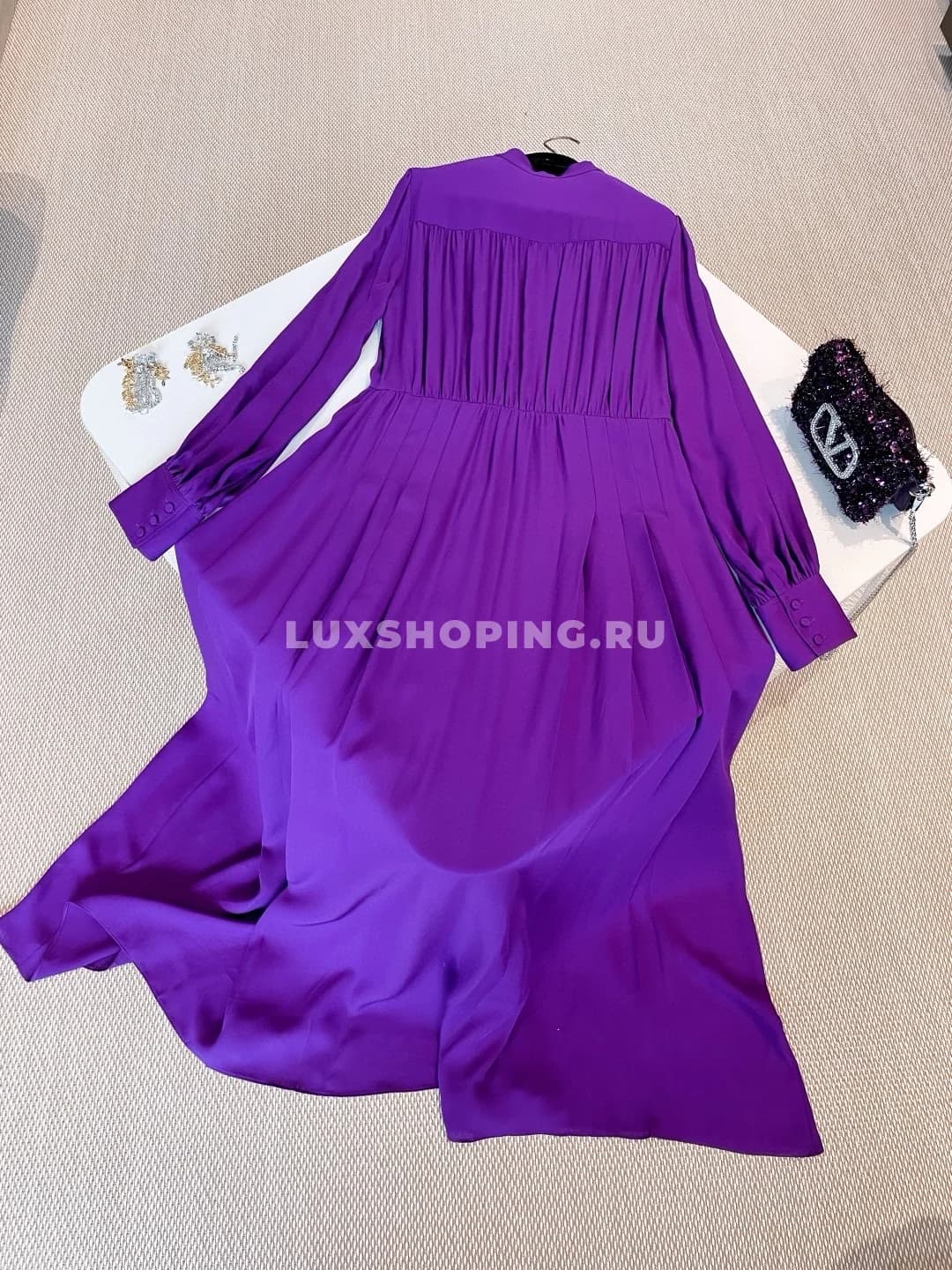 VALENTINO Фиолетовое платье с пышными рукавами - фото 7