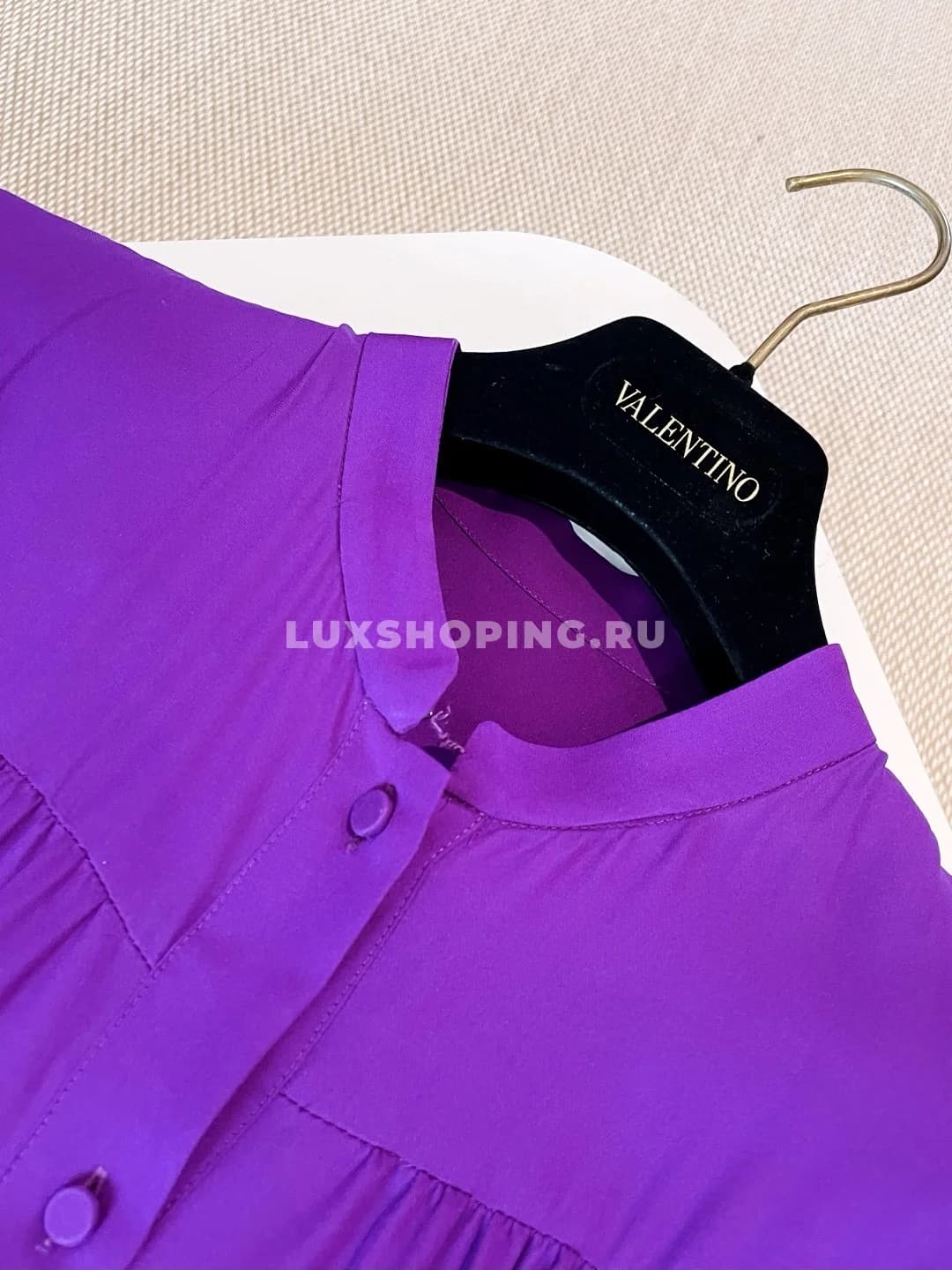 VALENTINO Фиолетовое платье с пышными рукавами - фото 9