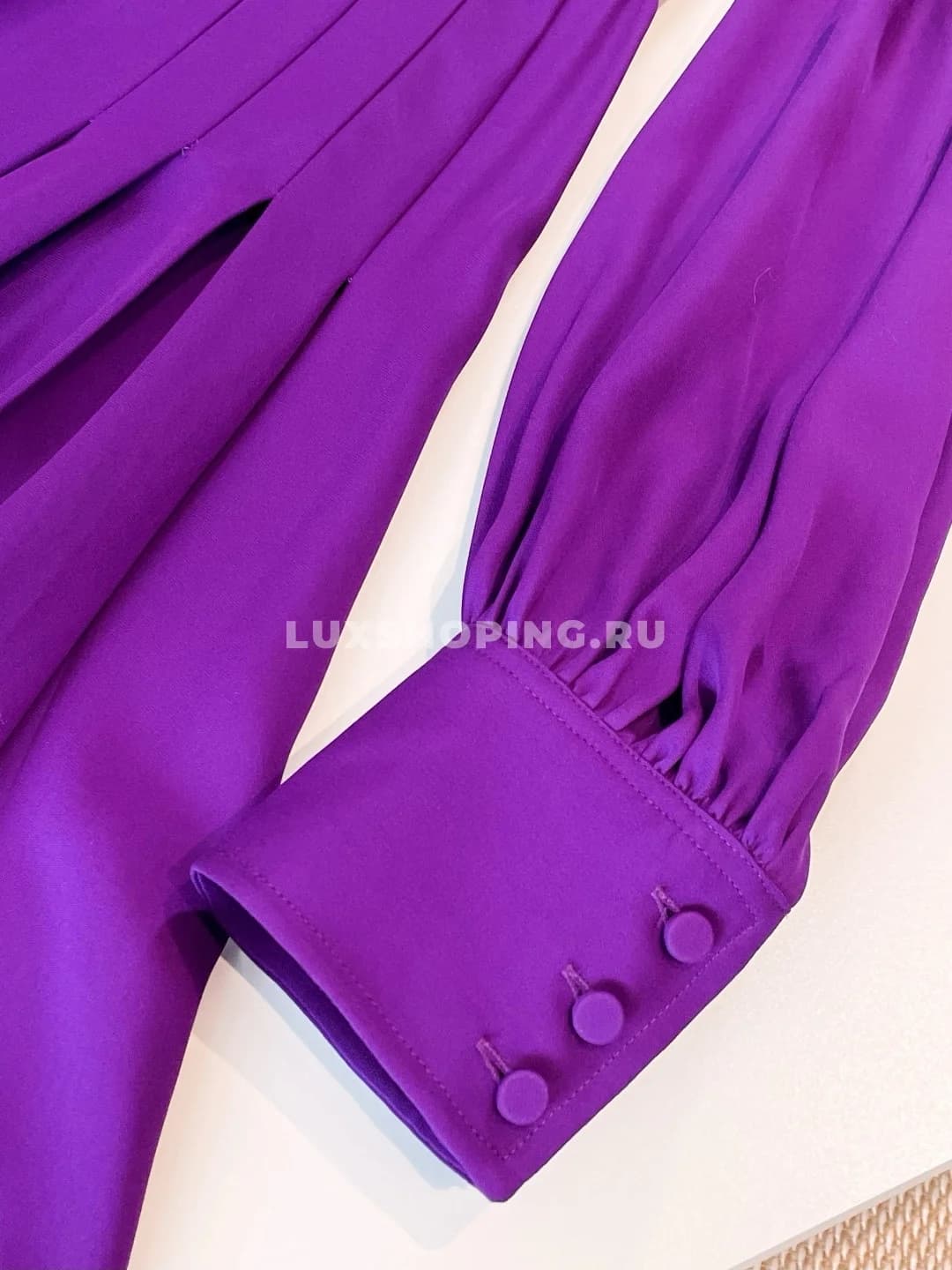 VALENTINO Фиолетовое платье с пышными рукавами - фото 10