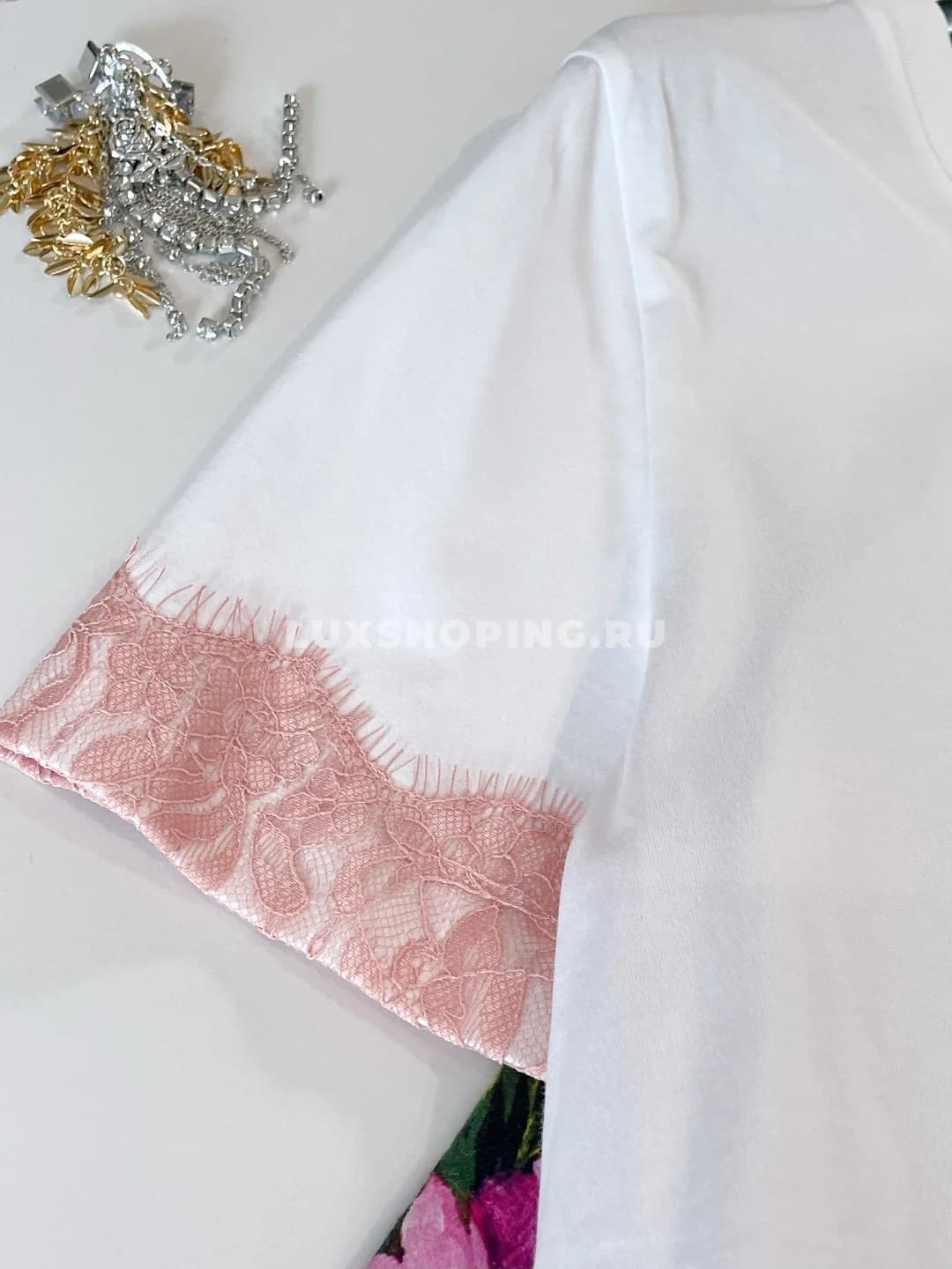 DOLCE &amp; GABBANA элегантная футболка с кружевом - фото 6