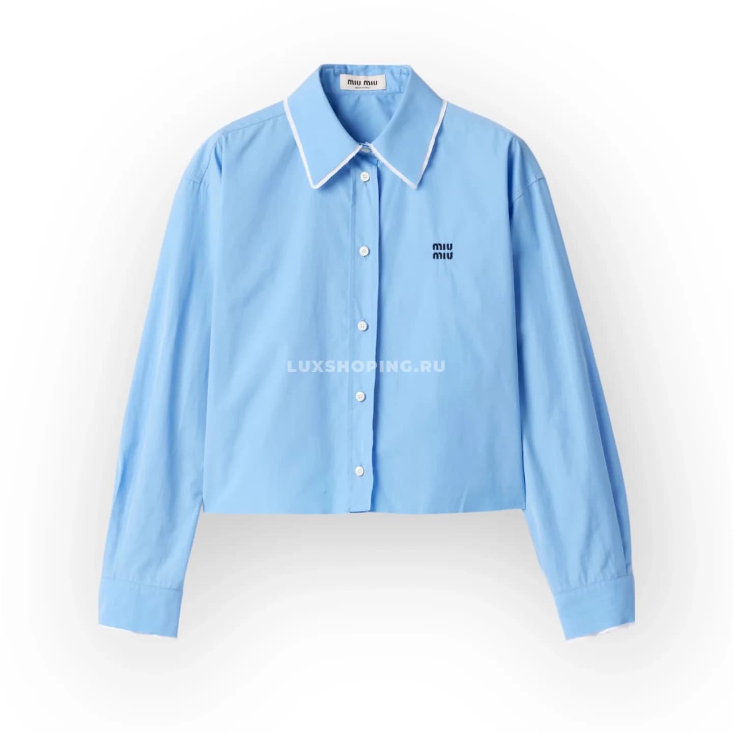 Miu Miu поплиновая рубашка с контрастным воротником