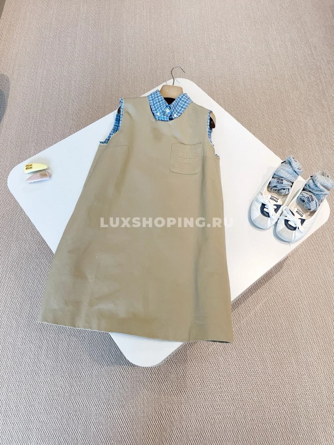 Miu Miu короткое платье с многослойным дизайном - фото 6