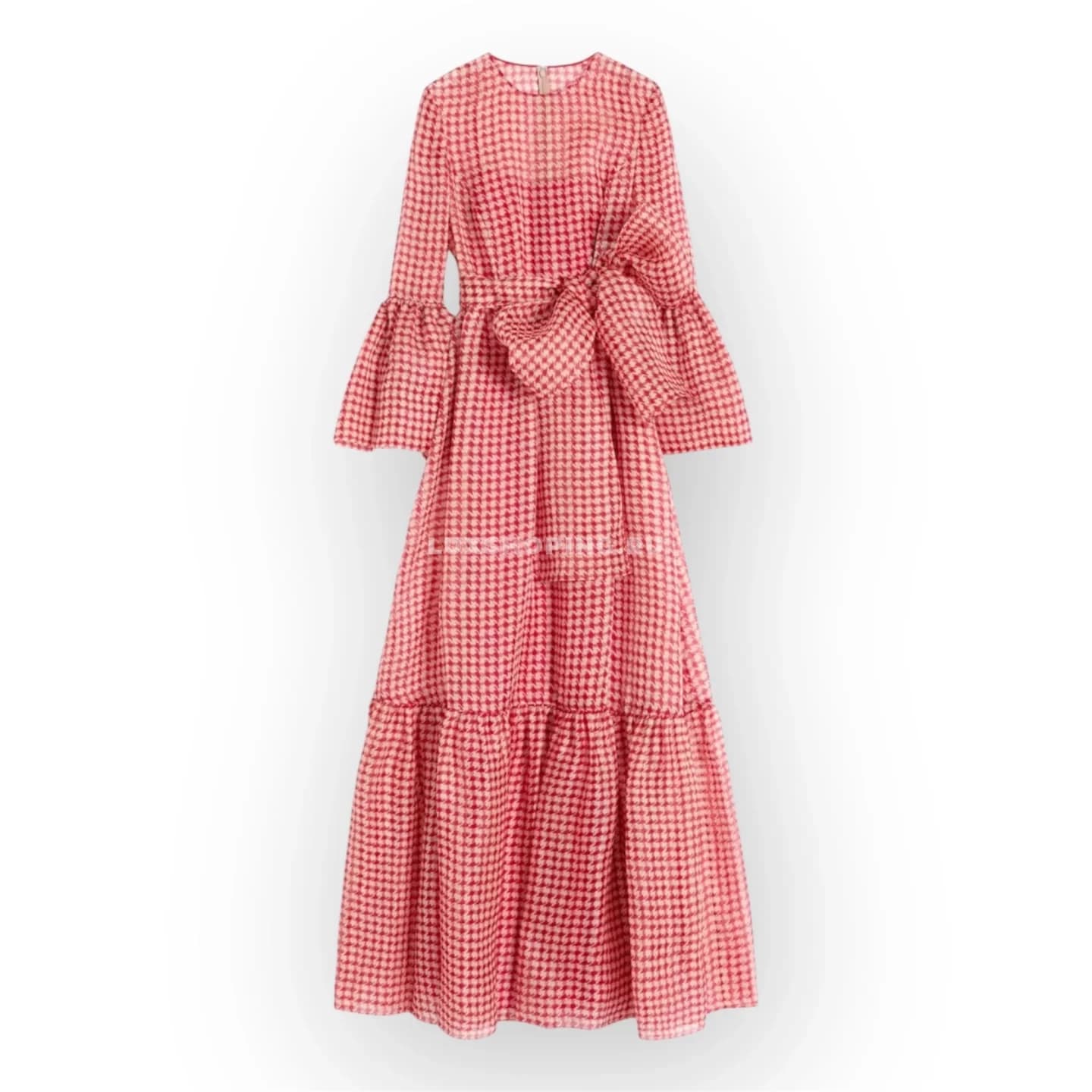 Valentino Элегантное платье из шелковой органзы с узором «гусиная лапка»