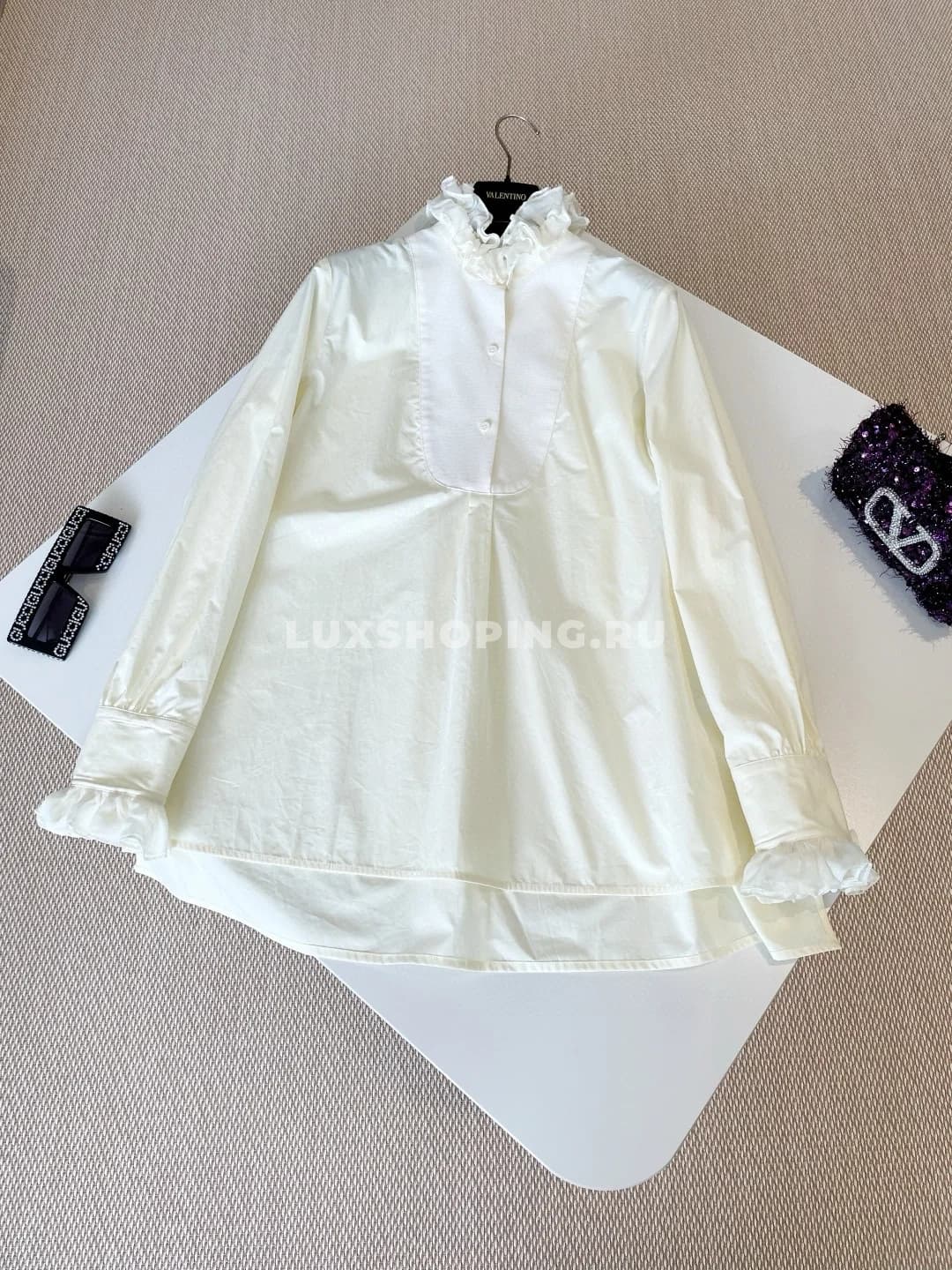 Valentino  Элегантная рубашка из хлопка с кружевной отделкой - фото 6