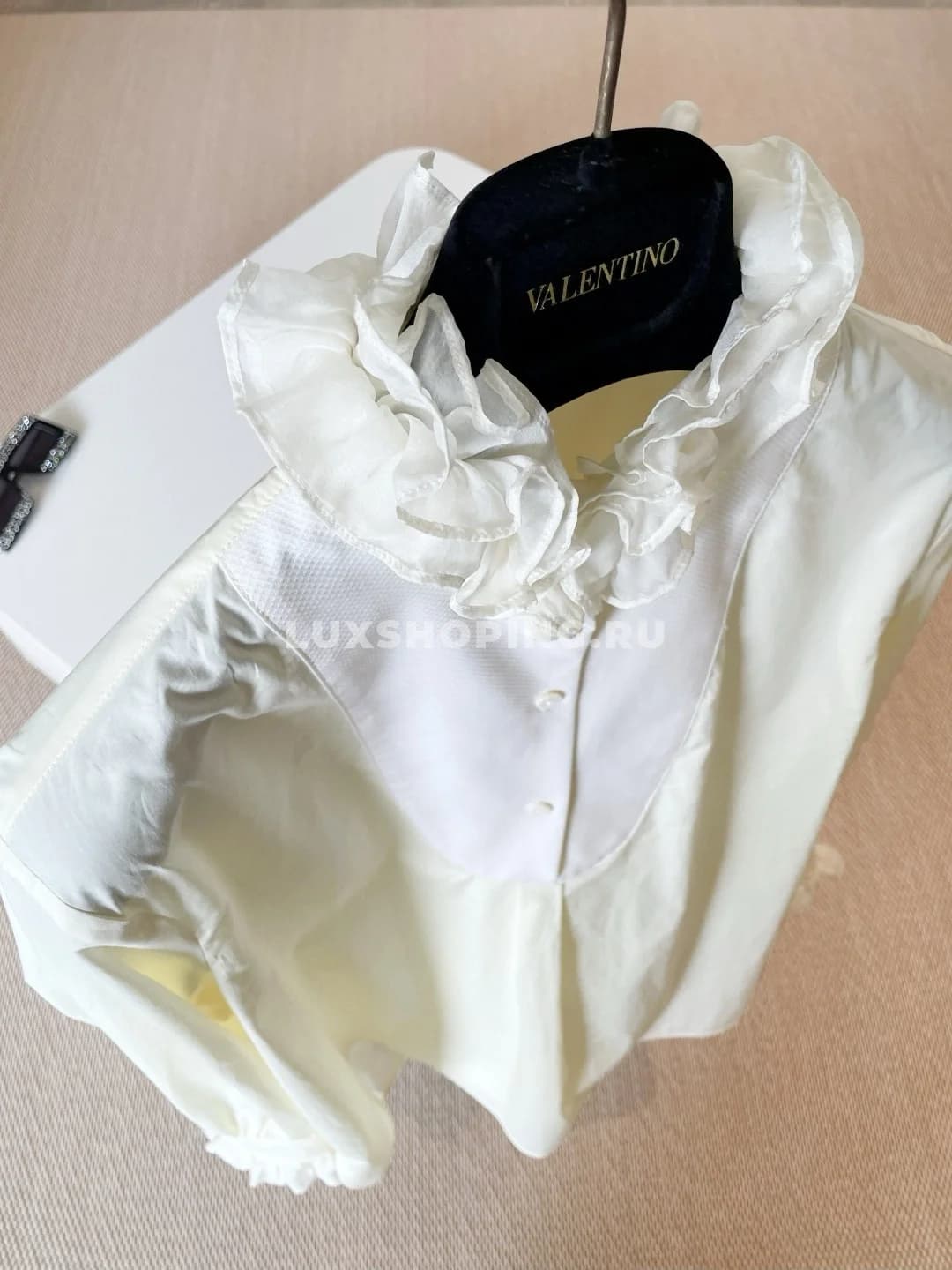 Valentino  Элегантная рубашка из хлопка с кружевной отделкой - фото 7