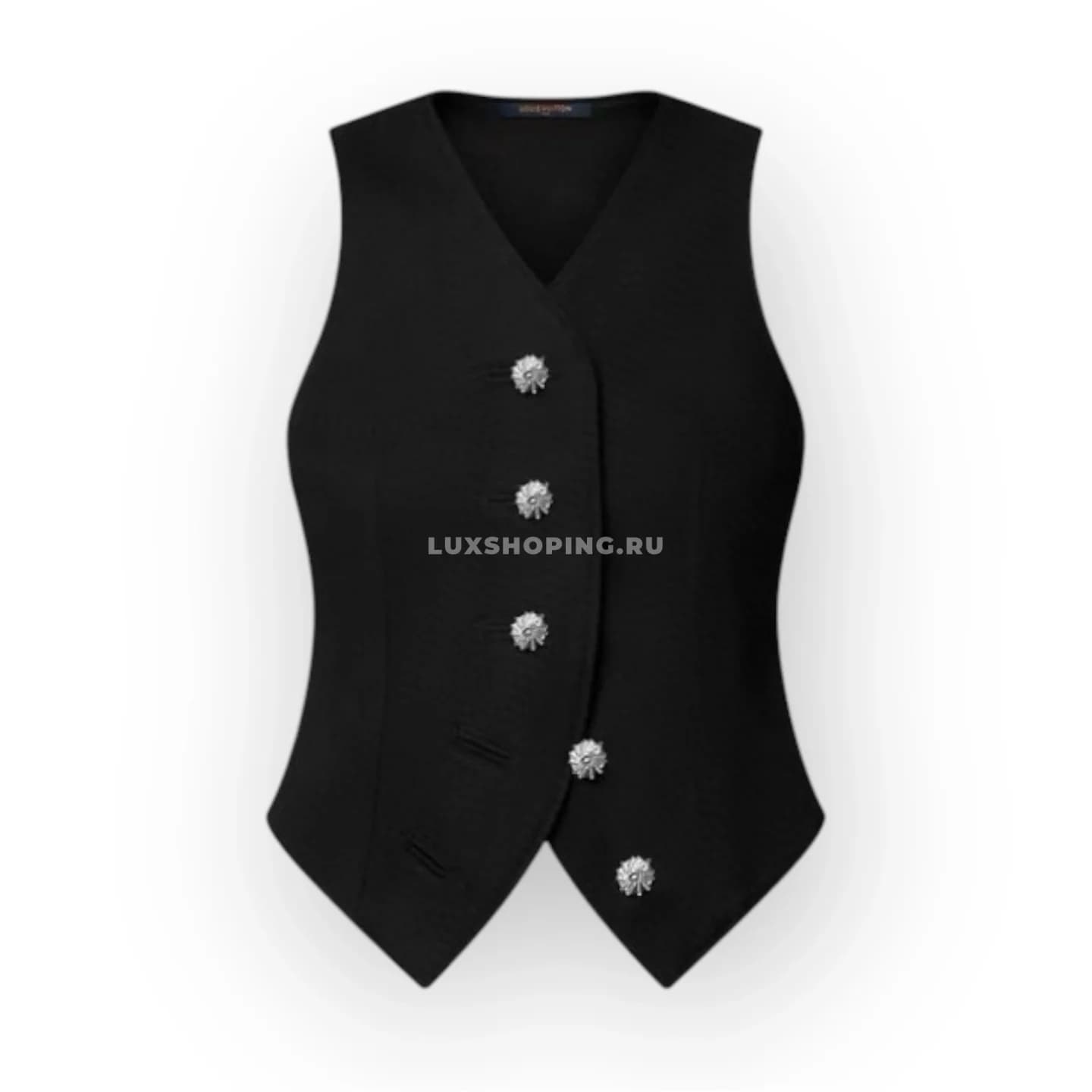 Louis Vuitton Элегантный жилет с кристаллами в черно-серебряном оттенке