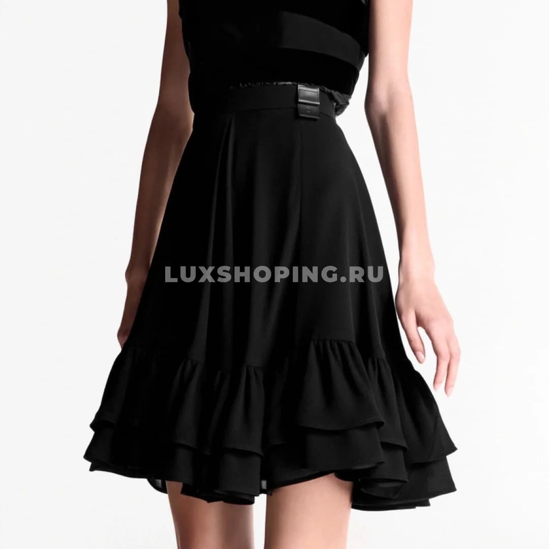 Louis Vuitton Шелковая юбка с фирменным принтом и поясом LV Circle - фото 2